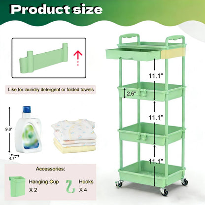 Nursery Storage Cart - Mobile 3-Tier Organizer