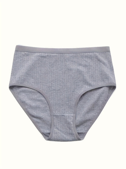 8pcs of Solid Seamless Ribbed Briefs, Easy And Comfortable Breathable Stretchy Underwear, Women'S Lingerie And Undergarments