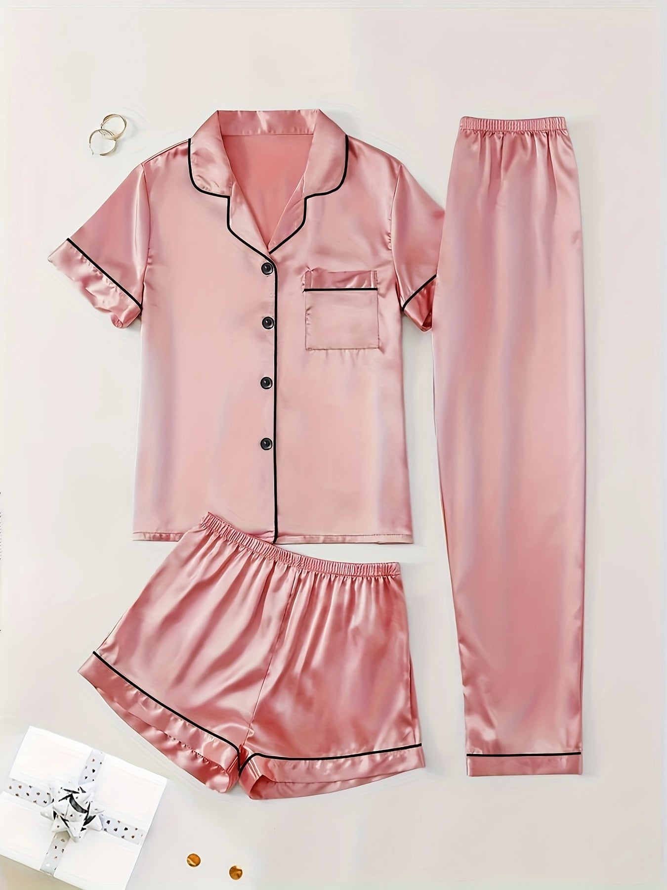 Women's Champagne Satin Short-Sleeve Pants - product view 27