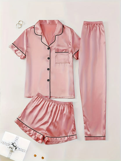 Women's Champagne Satin Short-Sleeve Pants - product view 6