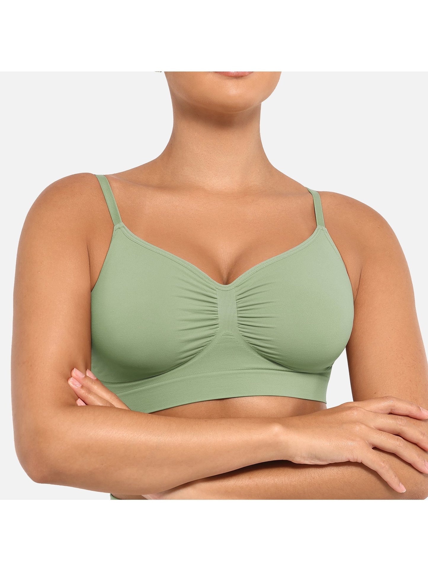 Plus Breathable High-Stretch Sports Bra with Pads - Wireless Mesh Women's Seamless Yoga & Running Top - Solid Color Activewear