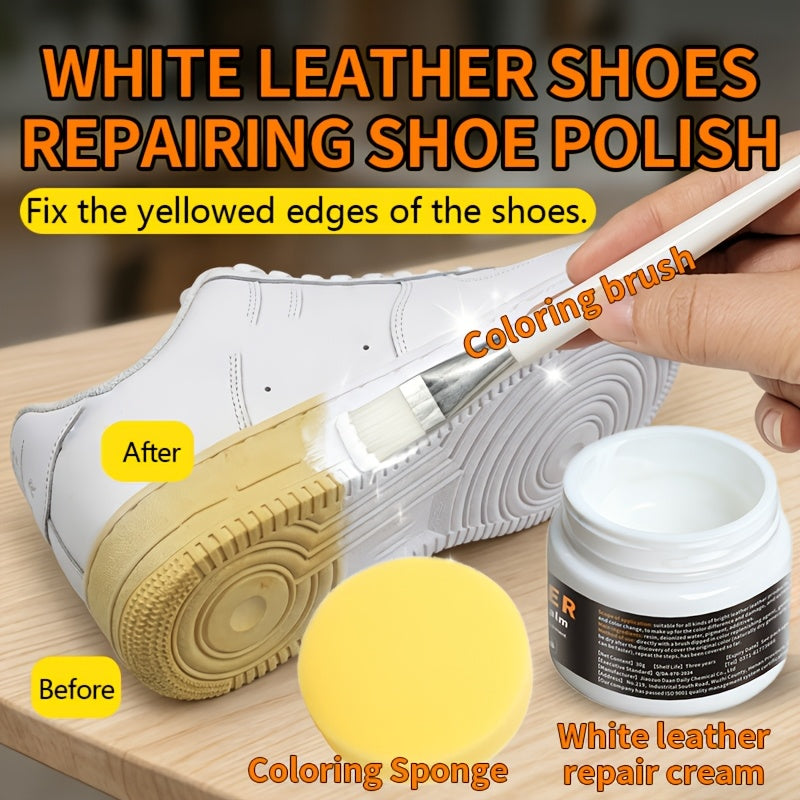 Glossy White Set Leather Shoes - product view 3