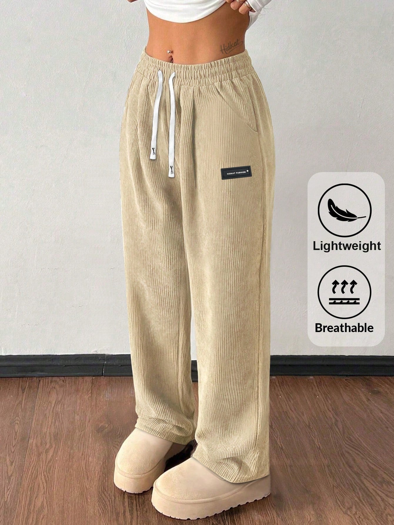 Women's Khaki Polyester Pants - product view 5