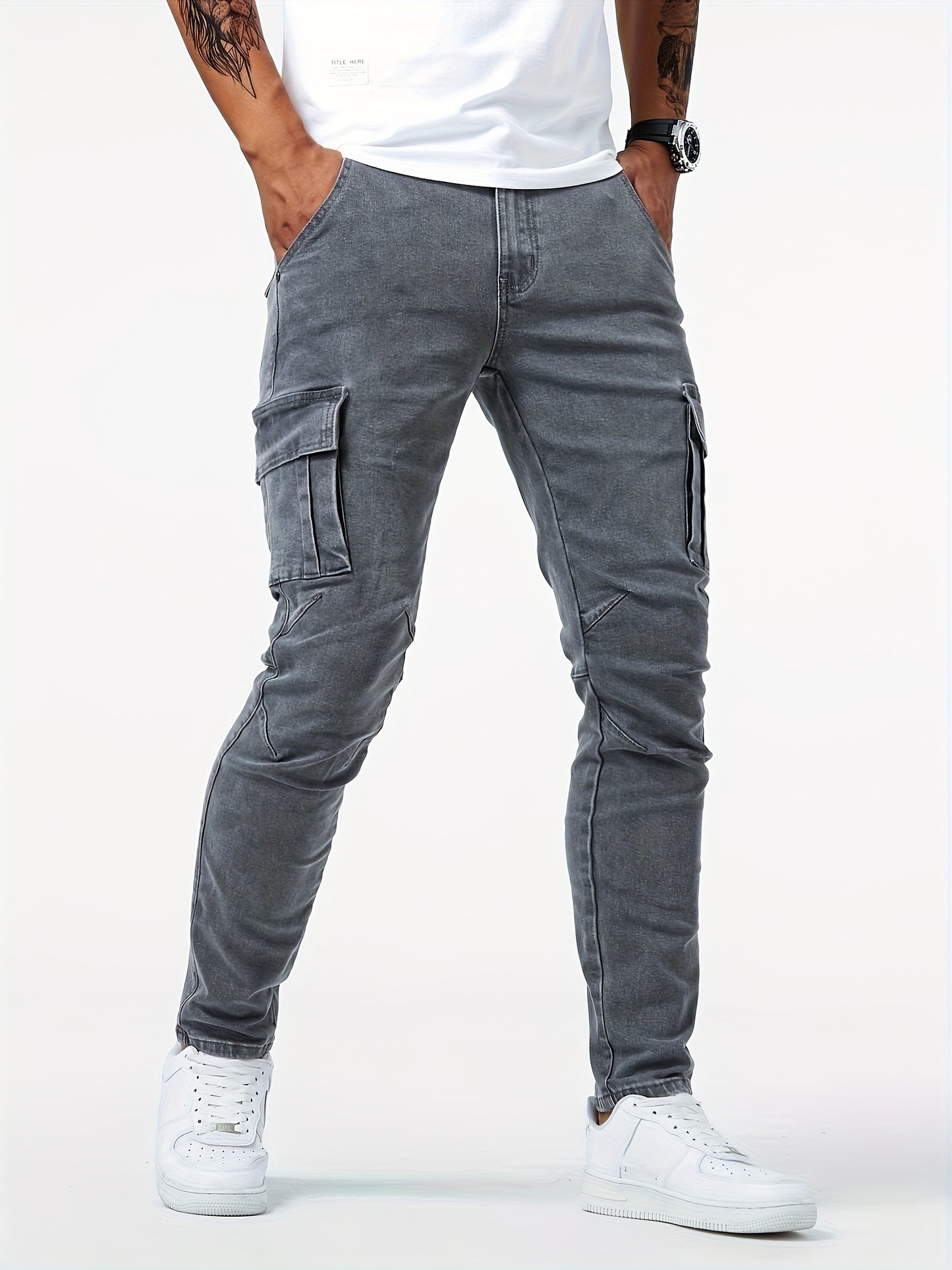 Classic Men'S Work Pants with Multiple Pockets And a Slim Fit