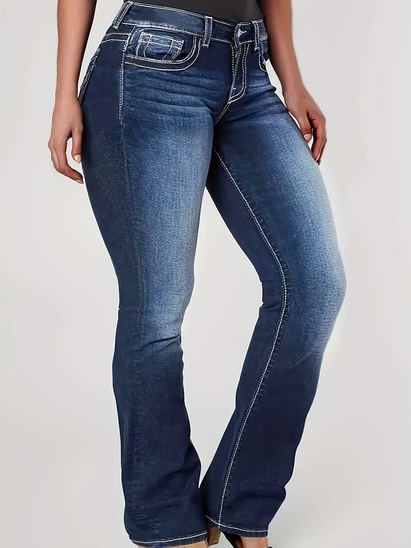 Women's Sea Blue Denim High-Waist Jeans - product view 6