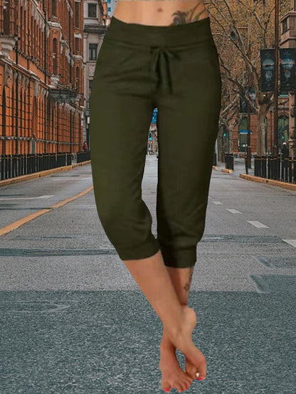 FOEIERAA 3-Pack Ladies' Slim Fit Joggers - High-Waisted, 7/ 8 Length With Drawstring Pockets - Great For Fitness, Errands & Loungewear