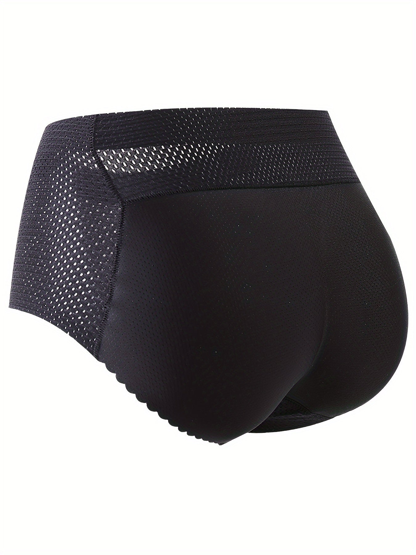 2pcs Solid Fake Butt Padded Seamless Shaping Panties with Scallop Trim, Comfy & Breathable Butt Lifting Panties, Women's Underwear & Shapewear