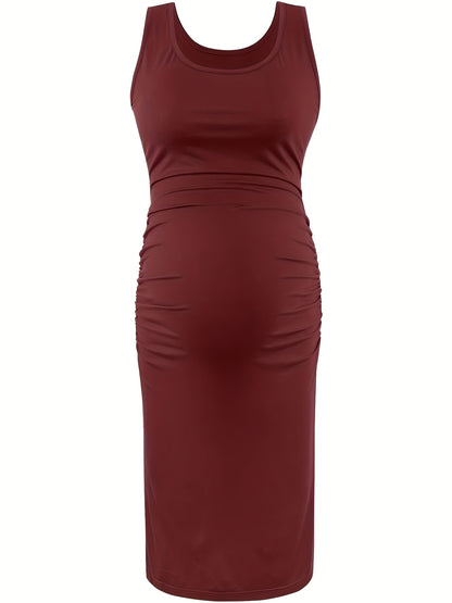 Women's Maternity Dresses for Daily Baby Shower Photography Short Sleeve Sleeveless Tank Dresses Side Ruching