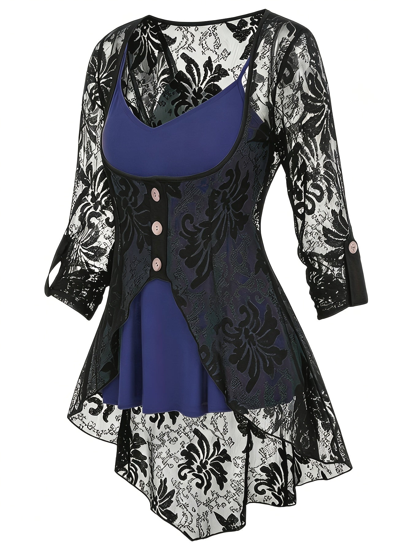Timeless Plus Size 3-Piece Suit For Women - Lace Button Cardigan + Camisole & Trousers Set, Year-Round Office/Casual/Dinner Outfits 1XL-5XL