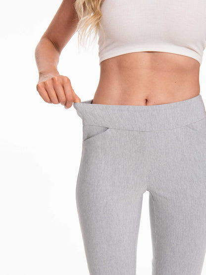 Women'S Pull-On Stretch Ankle Pants, High Waist Wide Waistband, Slim Straight Leg Fit, Side Pockets, Smooth Soft Fabric, Comfortable Work Dress Pants, Business Casual Office Career, Travel Commuter, Everyday Basics, Flattering Tailored Look