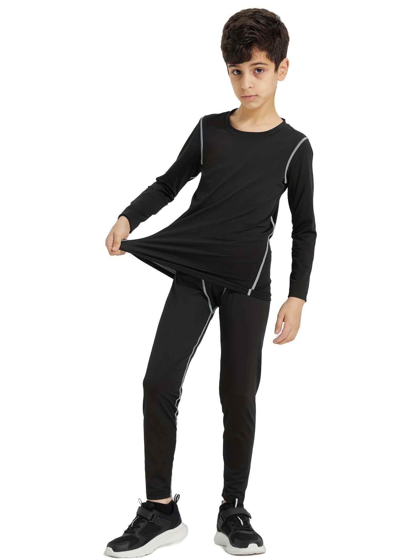 Boys' Sports Compression Set 2pcs Youngsters's Warm Underwear, Perfect for Outdoor