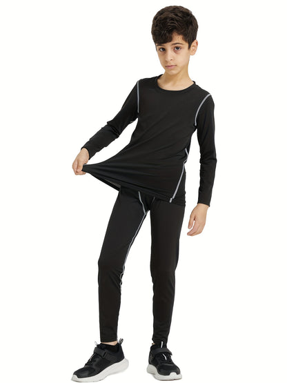 Boys' Sports Compression Set 2pcs Youngsters's Warm Underwear, Perfect for Outdoor