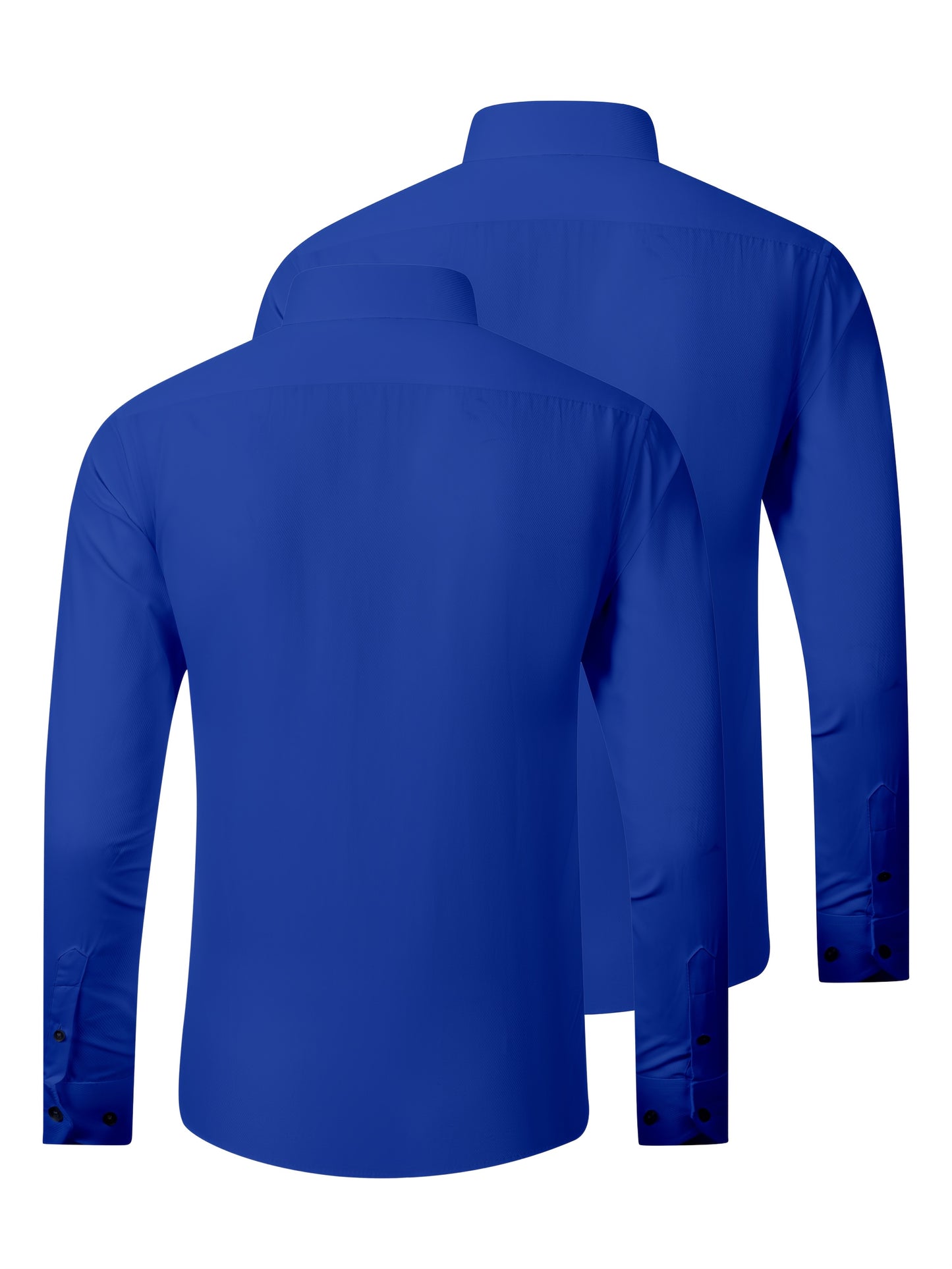 2pcs Men's Long Sleeve Dress Shirts - Elegant White, Stretchy Fabric, Business Casual, Unwrinkled, Single-Breasted with Lapel Collar, All-Season Wear, Casual Attire|Elegant Lapel Shirt|Stretchy Fabric