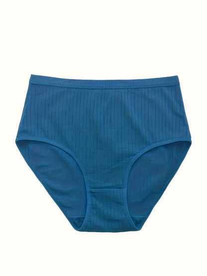 8pcs of Solid Seamless Ribbed Briefs, Easy And Comfortable Breathable Stretchy Underwear, Women'S Lingerie And Undergarments
