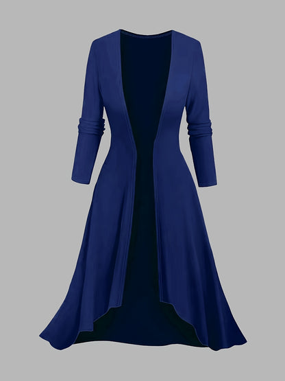 Two-piece Dress: Simple And Fashionable Printed Top Paired With A Collision Long Coat, Elegant Two-piece Suit, Women'S Dresses, Collision Women'S Dresses, Women'S Elegant Dresses, Women'S Dresses, Tiffany Size Dresses