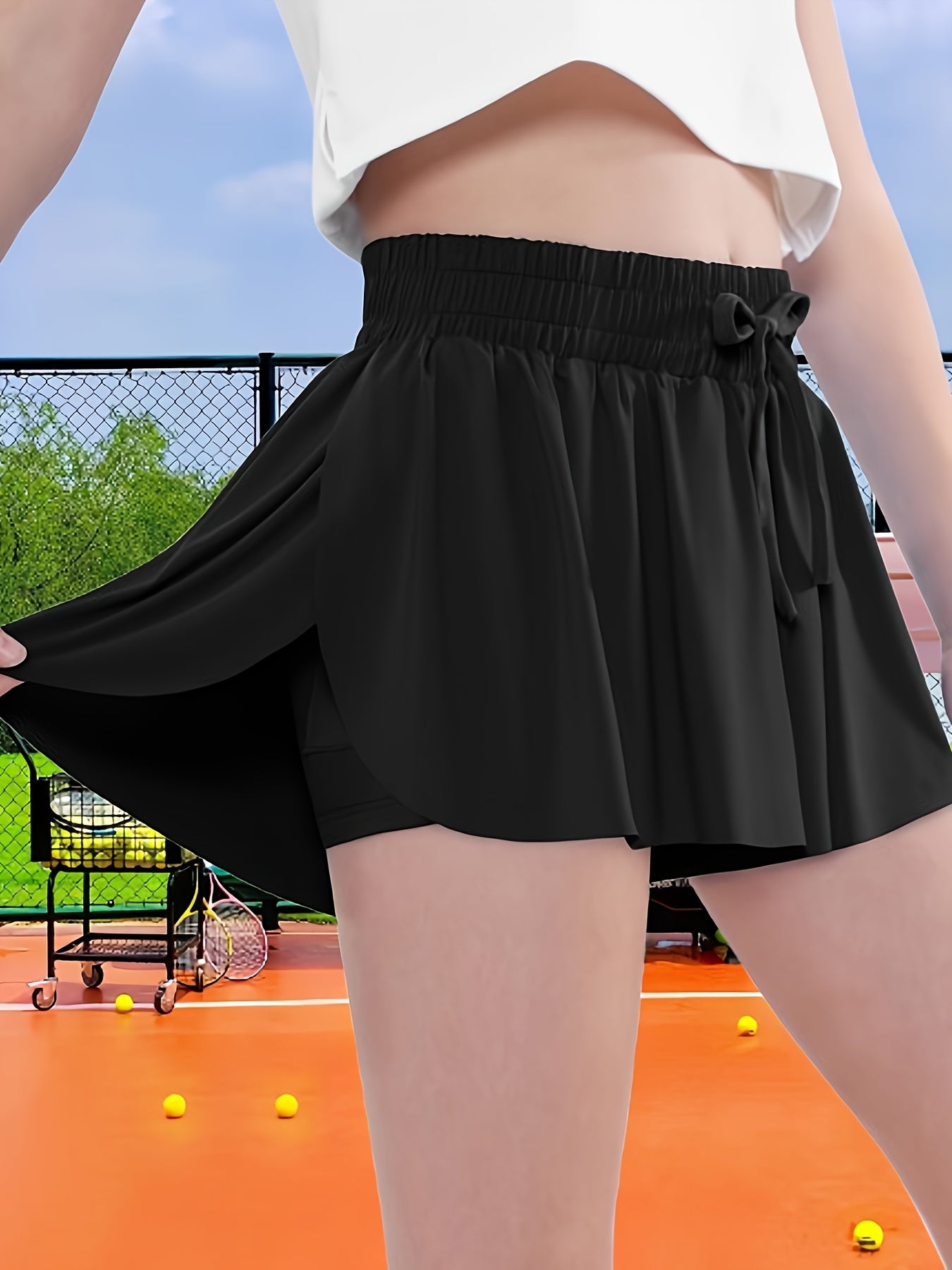 EXARUS 3-Pack Girls Flowy Shorts 2-In-1 Preppy Butterfly Skirt with Spandex Lining for Cheerleading Sports Fitness Teen Trendy Skirt Pants