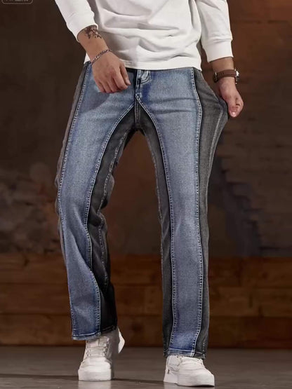 Men'S Mid-Rise Fashion Splice Stretchy Skinny Jeans