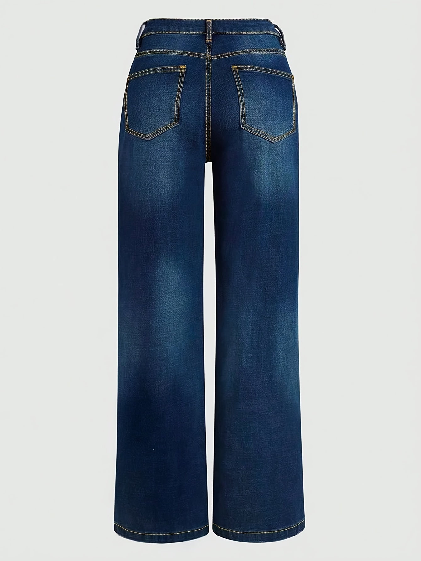 Women's Casual Waist Straight Jeans, Classic Street Style Baggy Jeans