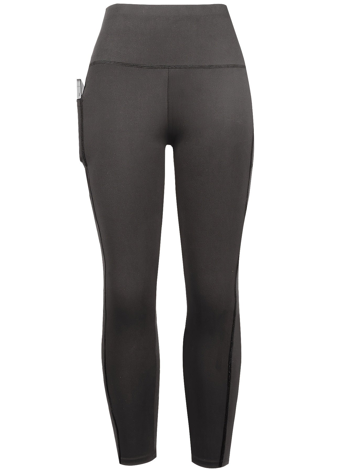1pc Women'S High-Waisted Yoga Pants with Pockets, Solid Color Fabric, Sporty Style, High Stretch Athletic Running Leggings for Adults Thanksgiving Day Christmas Costumes for Women