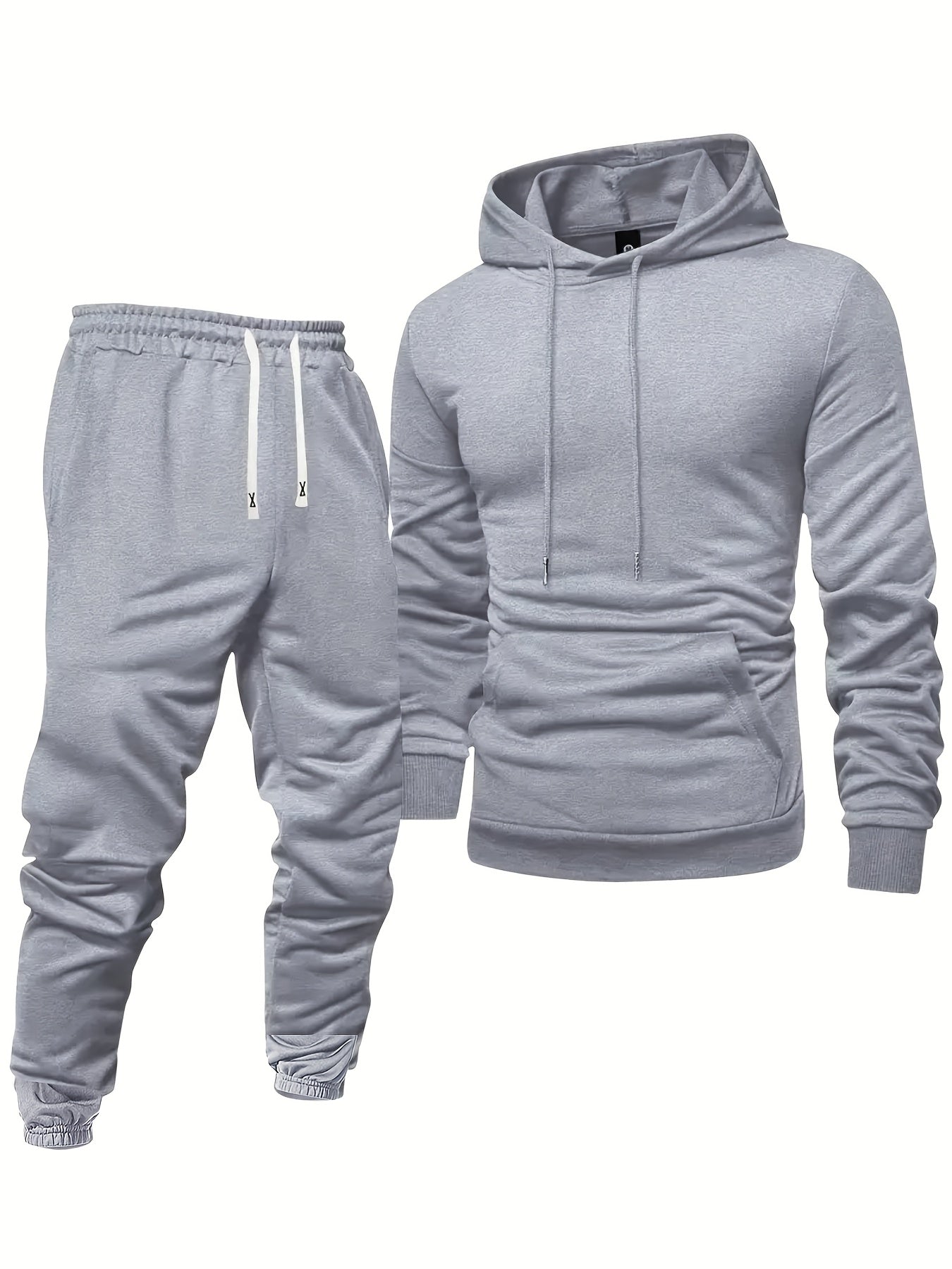 Random 2pcs Solid Color Men'S Hooded Sweatshirt And Sweatpants Spring And Autumn Casual Home Sets Light Plate Pullover Regular Long-Sleeved Hoodie And Waist with Drawstring Elastic Waist Threaded Cuff Trousers Tracksuit
