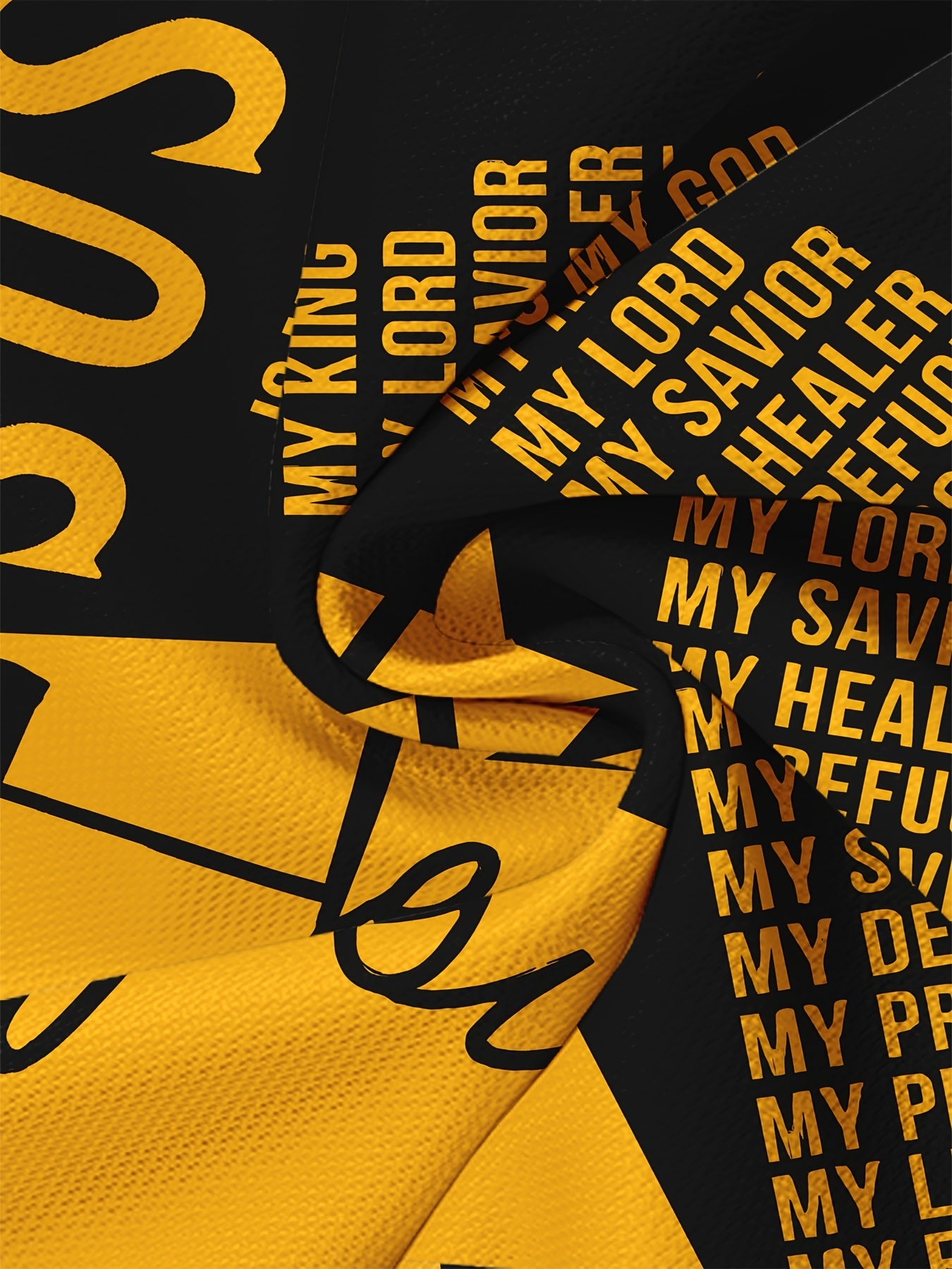 Men'S T-Shirt Featuring a Design - Black with a Yellow Cross And The Word ' ' in 3D Letters, Short Sleeves And a Crew Neck, Ideal for Casual Outdoor Wear Throughout The Year, a Great Gift for Him, Motivational Apparel