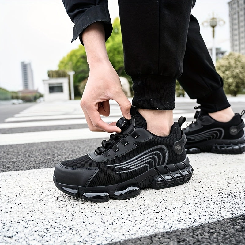 Men & Women Breathable Steel Toe Safety Shoes, Designed with Anti-Collision Anti-Puncture Non-Slip Sole, Lightweight Fabric Upper All-Season Work Footwear for Warehouse Factory Construction Site Outdoor Activities.Protective Footwear/Security Shoes.