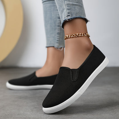 Unisex Solid Color Casual Shoes, Comfortable Round-toed Slip-on Shoes, Women's Flat Shoes, Outdoor Casual Shoes, Versatile Work Footwear, Women Shoes