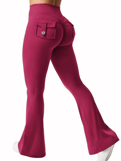 New Women'S Casual Loudspeaker Yoga Pants Training Loudspeaker Pants High Waist Work Clothes Belt Pocket Sportswear