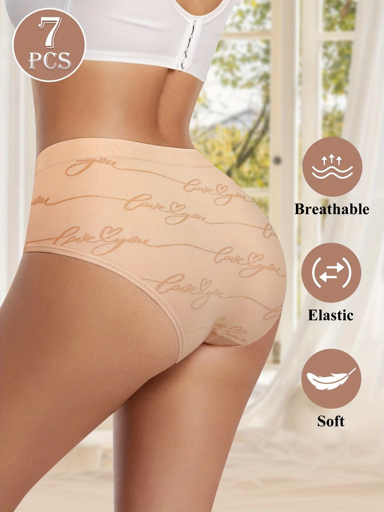 Set of 7 Women'S Low-Rise Briefs Featuring a Butterfly Design, Soft And Comfortable, Sexy And Breathable, Suitable for Various Daily Occasions