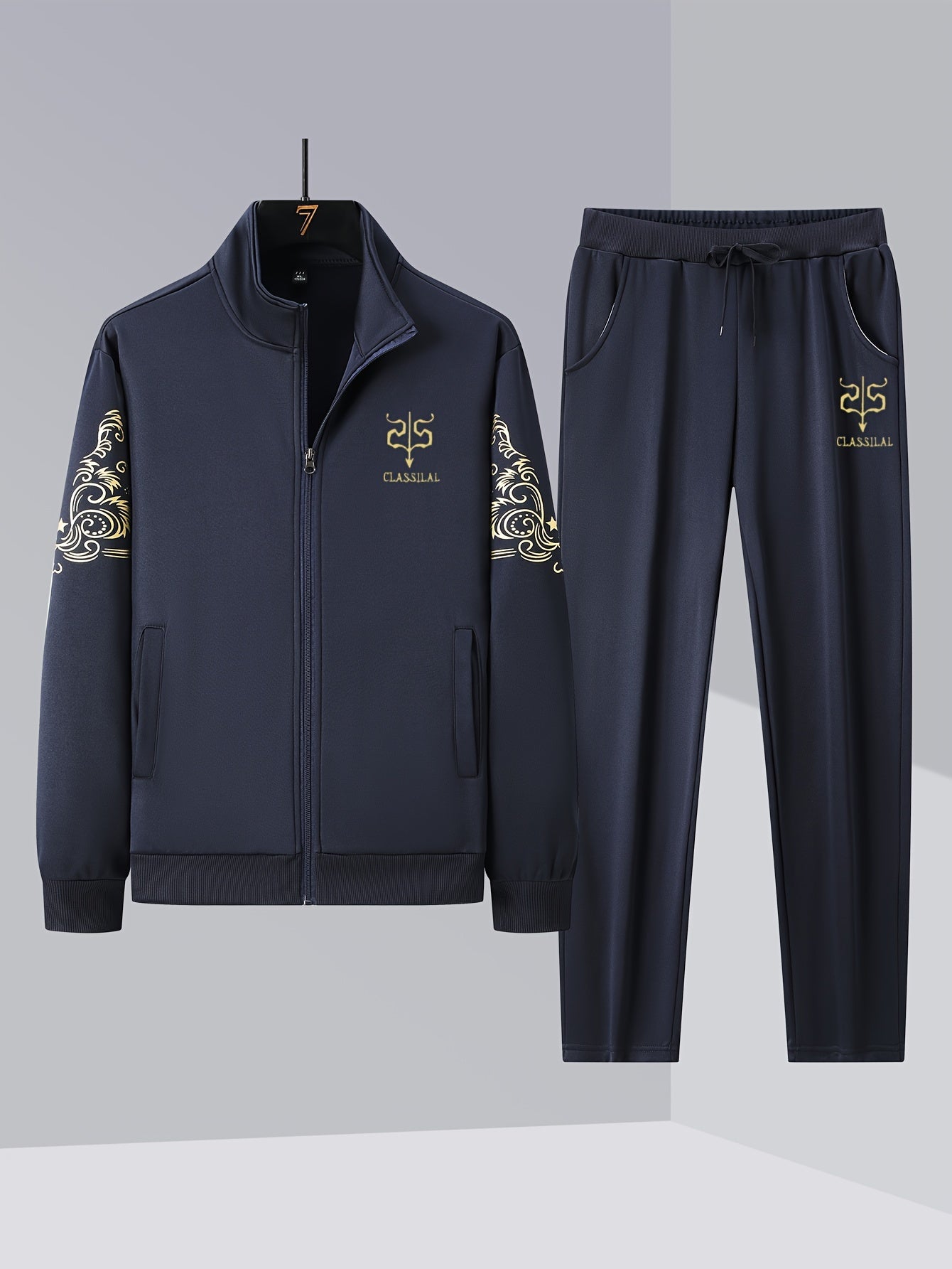 Spring And Autumn Style Men'S Zipper Open Cardigan Sports Suit