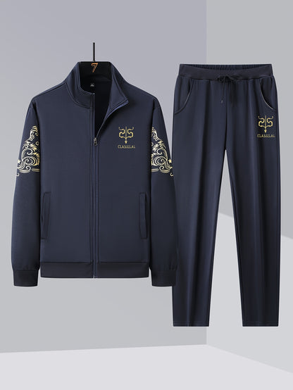 Spring And Autumn Style Men'S Zipper Open Cardigan Sports Suit