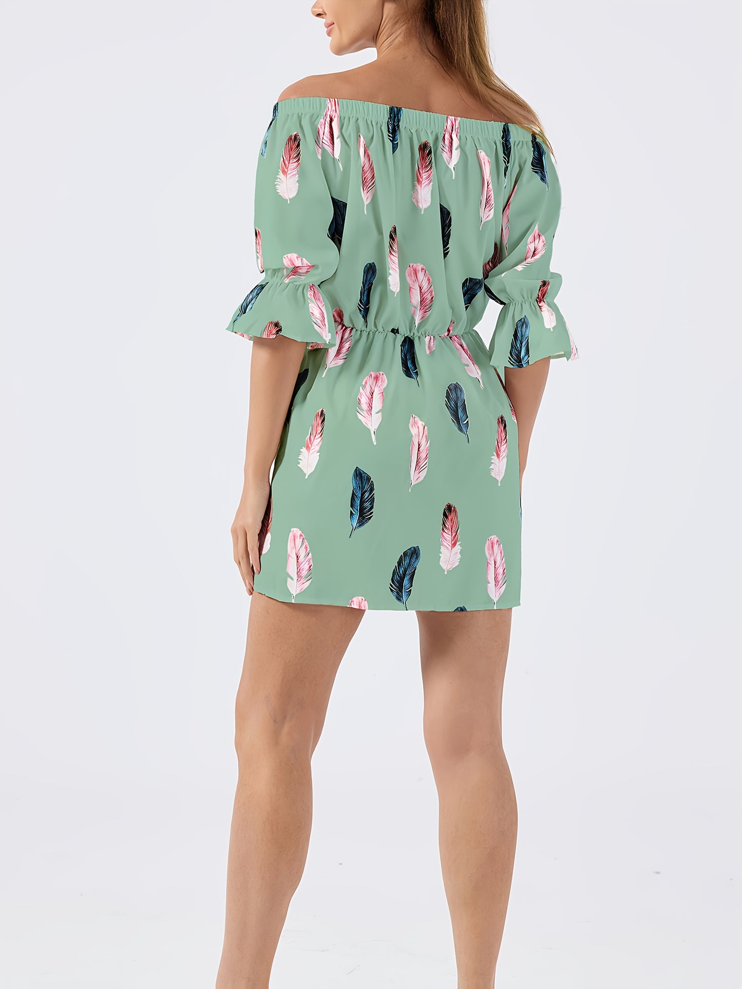 Elegant Off-Shoulder Ruffle Blouse with Vibrant Print, Women'S Chic Long Sleeveless Shirt, Perfect for Spring/Summer Casual Or Formal Occasions, Ladies Blouse
