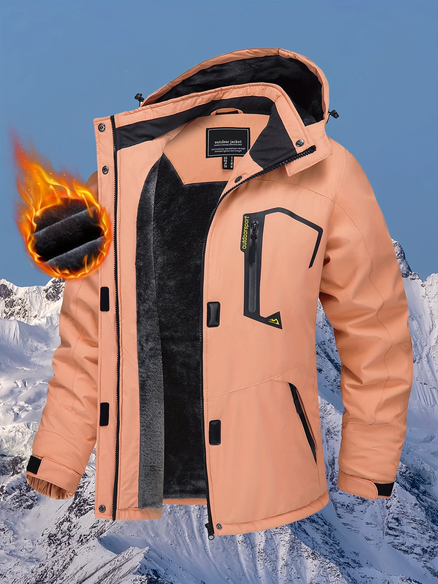 Winter Jacket for Women - Women's Ski Snowboard Jacket Thermal Fleece High Quality Insulated Snow Jacket Casual Work Jacket Outdoor Sports Coat Windbreaker Parka 4 Pockets Camping Snow Jacket Windproof Hood Warm Winter Hiking Fleece Lined Jacket