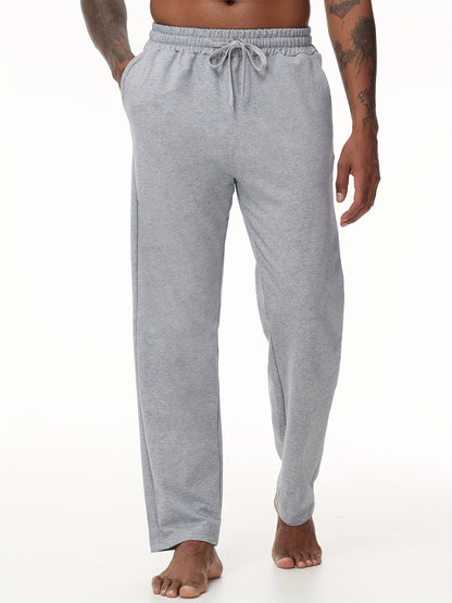 EXARUS Men'S Yoga Sweatpants Set - 2pcs, Athletic Lounge Pants with Open Bottom Straight Leg And Pockets