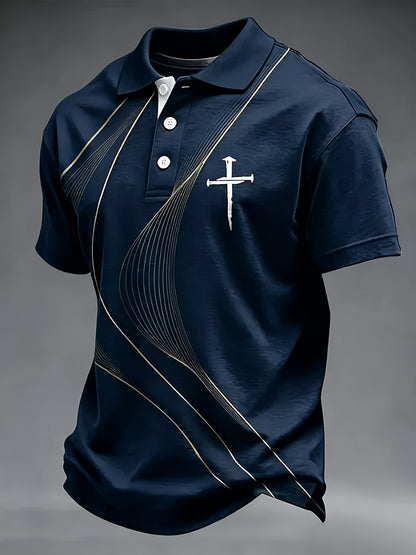Men's Peacock Blue Polyester Printed Short-Sleeve Shirt - product view 16