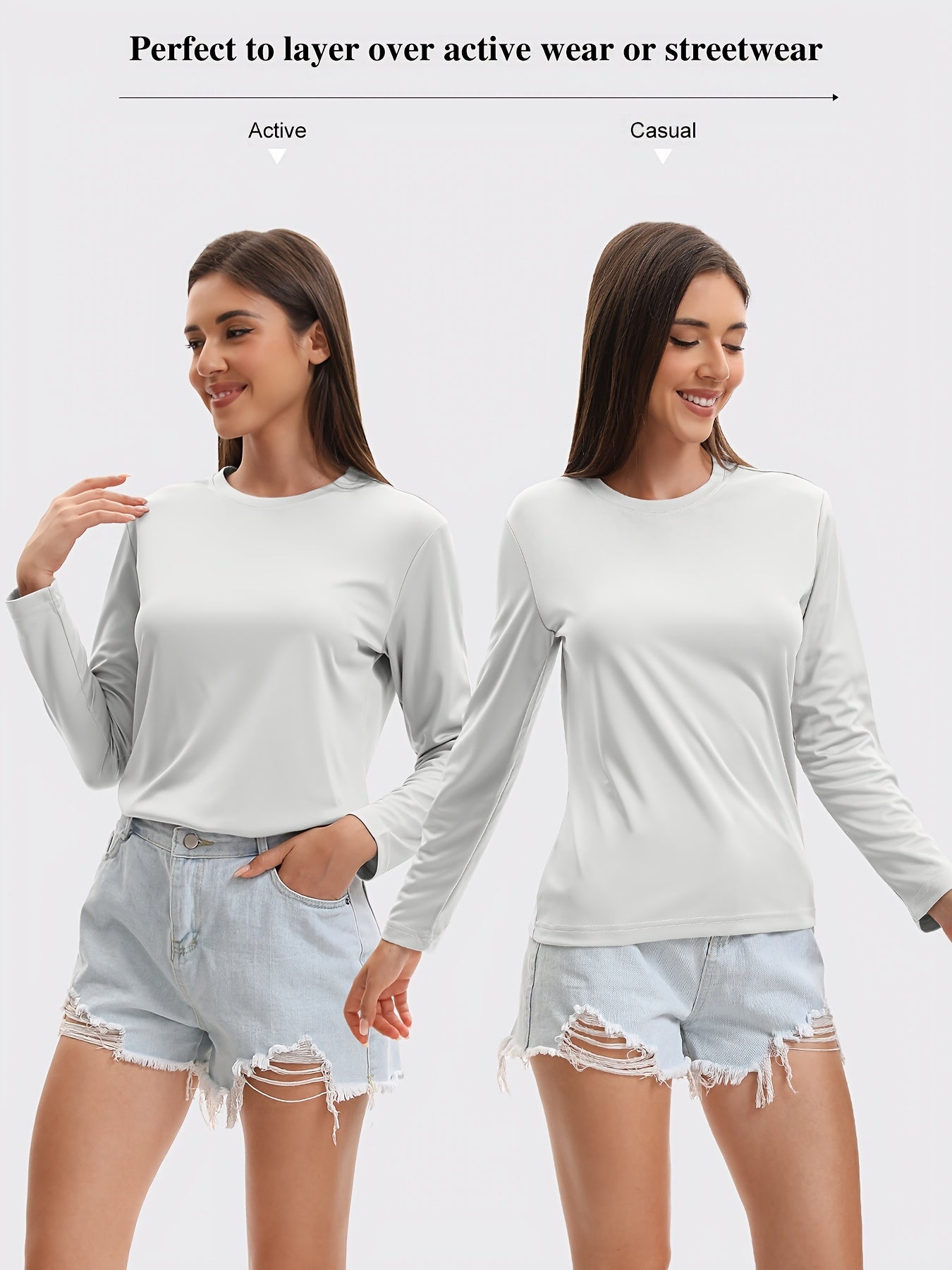 5pcs Women's Quick-drying And Breathable Long-sleeved T-shirt Set, Basic Base Layer for Training, Moisture-wicking, Women's S Tops, Suitable for Casual Attire.