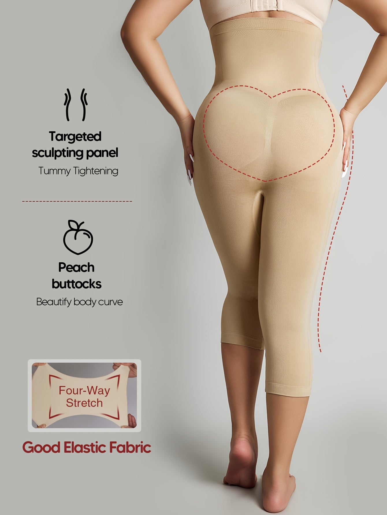 Solid High-Waisted Shaping Shorts Featuring an Anti-Slip Strip, Designed for Tummy Control And Butt Lifting. These Comfortable And Highly Elastic Shapewear Pieces Are Excellent for Abdominal And Hip Lifting