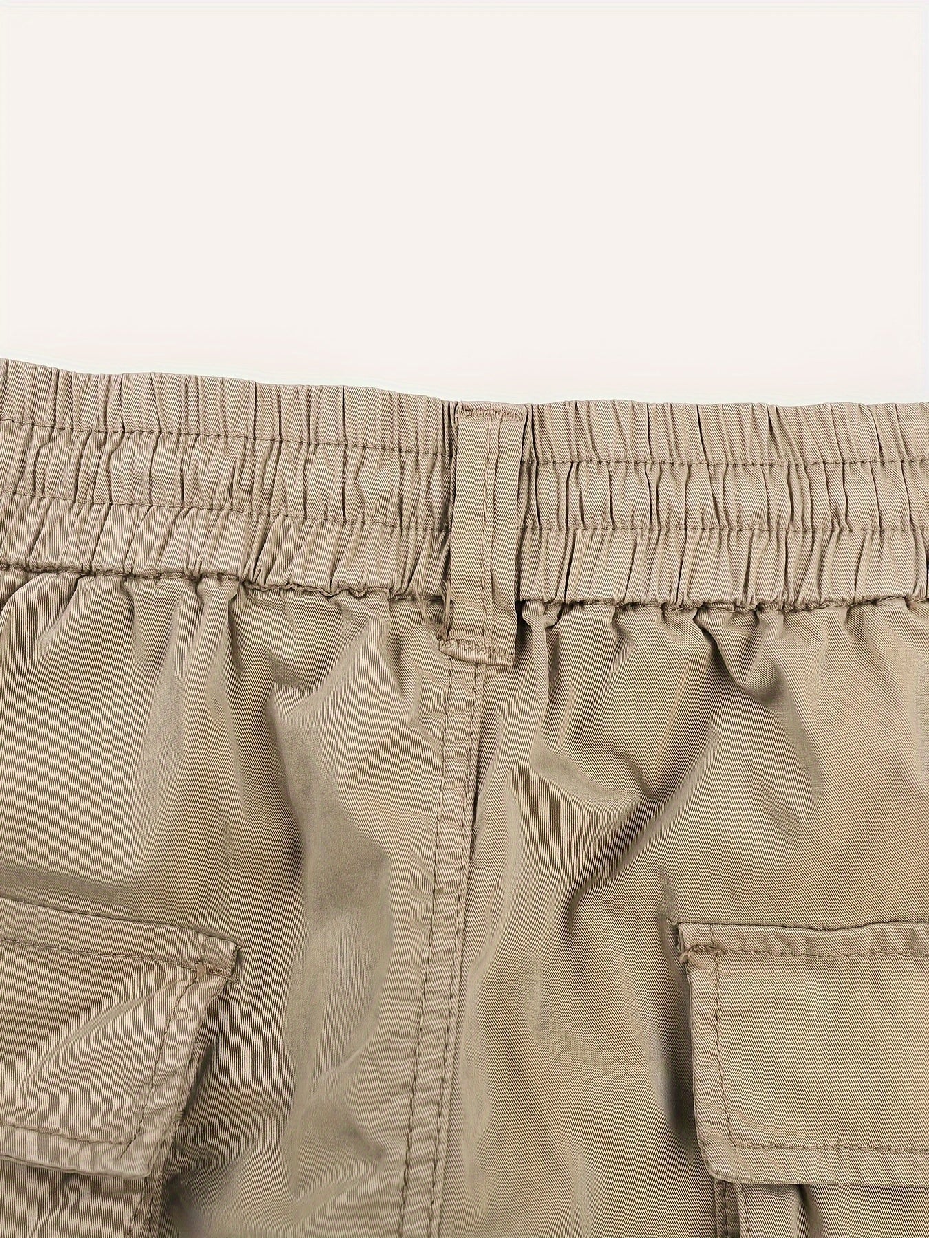 Solid Cargo Men's Casual Long Pants with Multiple Pockets AndButtons, Outdoor Hiking Camping Mountaineering