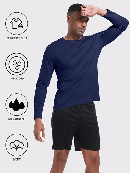 5-pack Men's Quick-drying Breathable Long-sleeve Sports T-shirts,, Suitable for Fitness, Commuting, Running, And Training