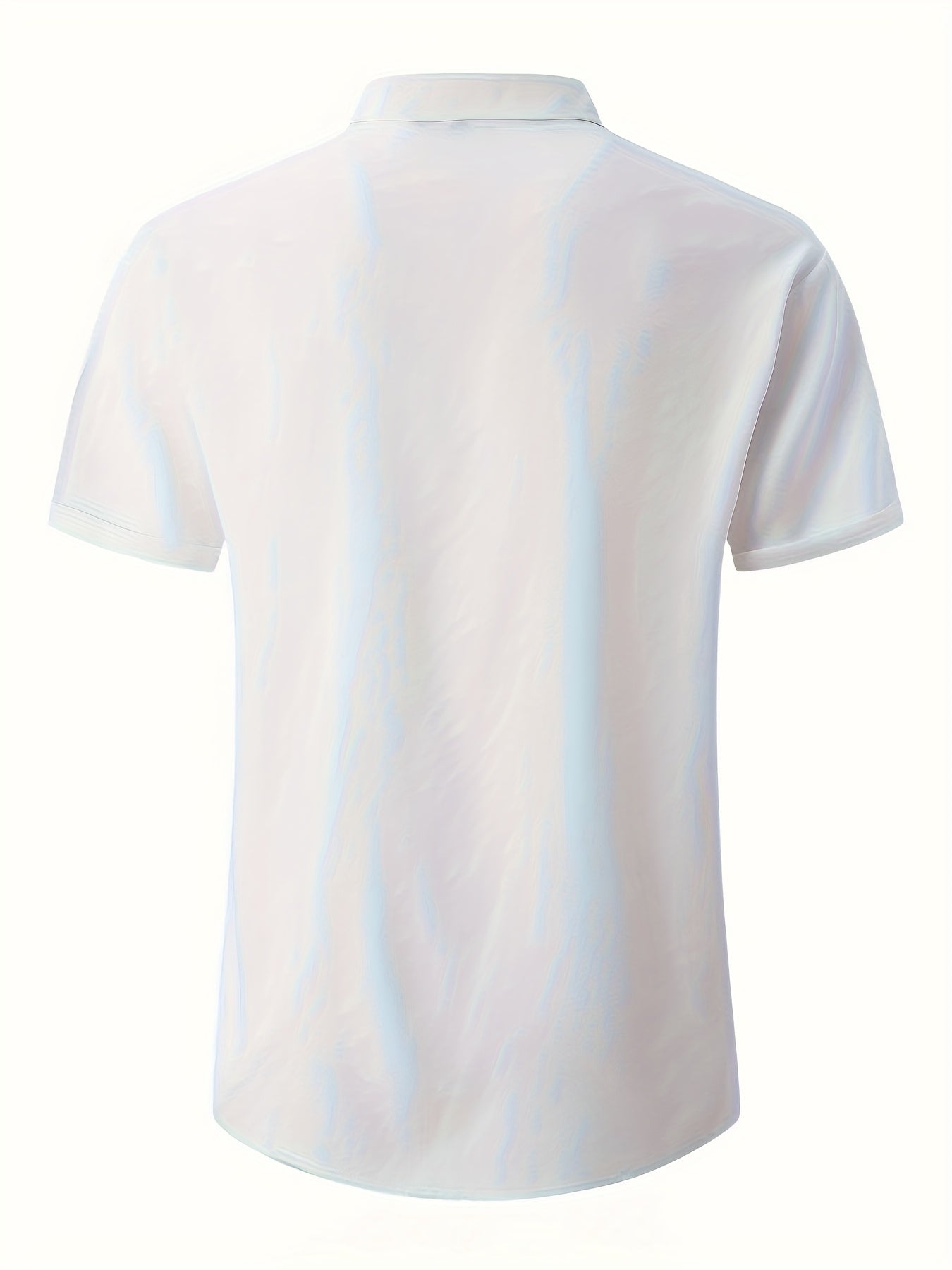 Men's Plus Size Double Placket Short Sleeve High Quality Shirt, Suitable for All Seasons, Home Short Sleeve Turn Collar Shirt, PLUS SIZE
