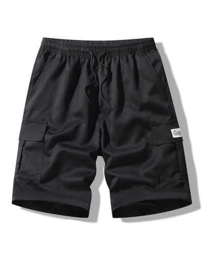 3pcs Men's Cargo Shorts, Casual Athletic Shorts - Multi-Pocket Ripstop, (Includes Wristband) Adjustable Waist (Black, Gray, Khaki) - Outdoor & Travel