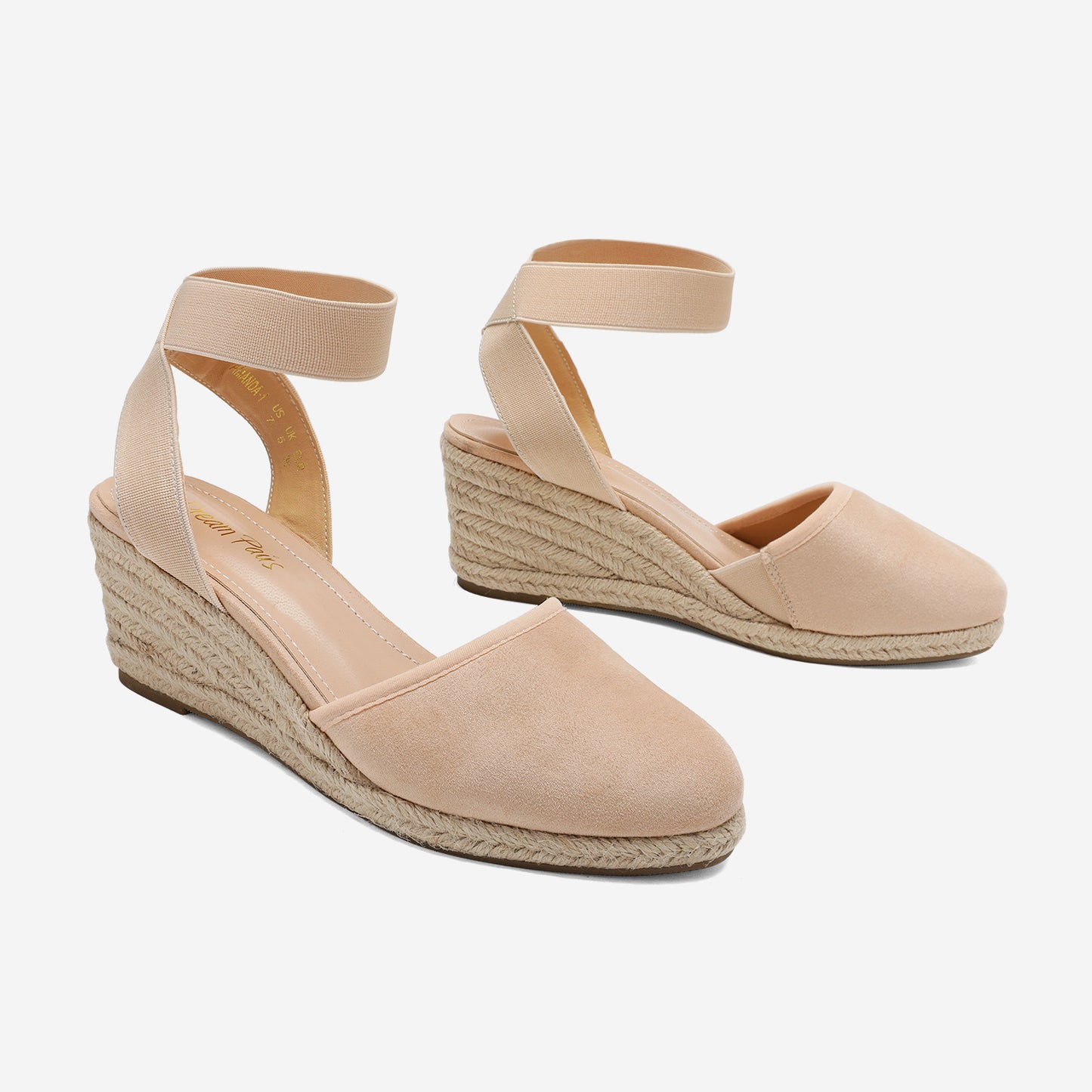 Women's Elastic Ankle Strap Espadrilles Wedge Pump Sandals