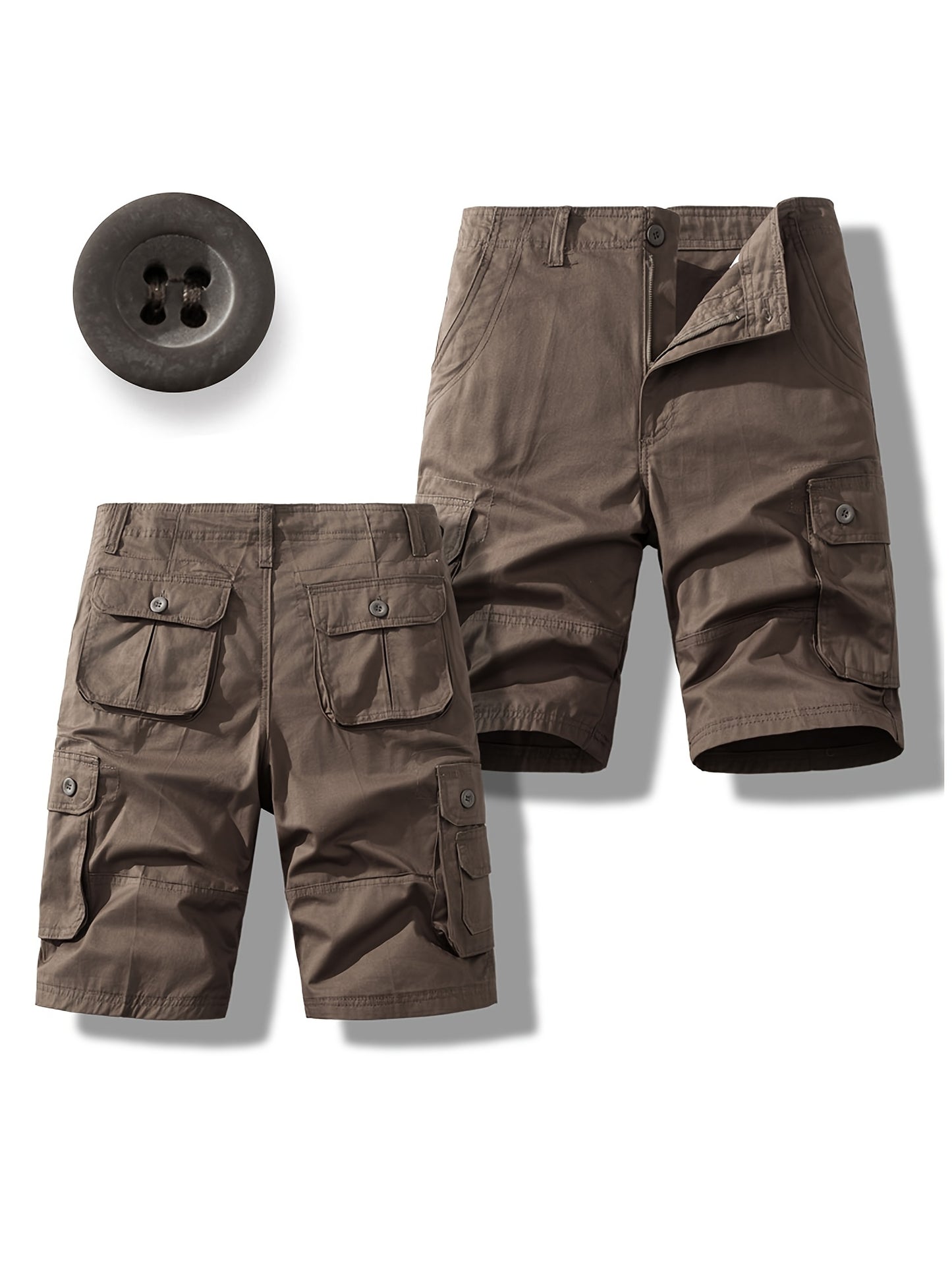 2-Pack Men'S New Multi-Pocket Work Shorts, 100% Pure Skin-Friendly And Breathable Fabric, Running, Travel, And Hiking Shorts, Wrinkle-Resistant And Durable Shorts