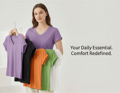 Women's Dark Gray Polyester Printed V-Neck T-Shirt - product view 5
