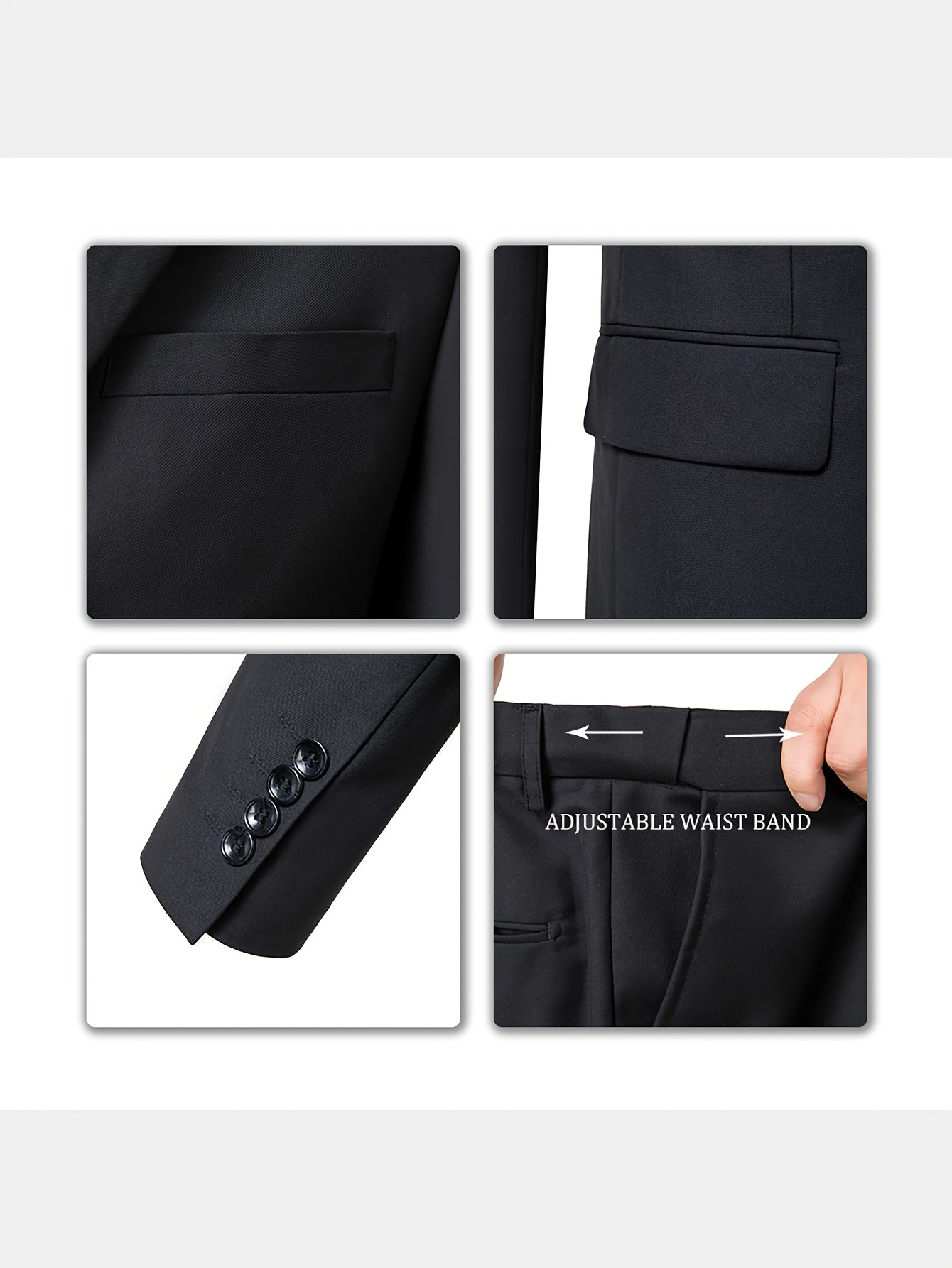 Men's Solid Color Complete 3pcs Suit Set Slim Fit Modern Tailored for Weddings Business Graduation Father's Day Gifting Express Delivery