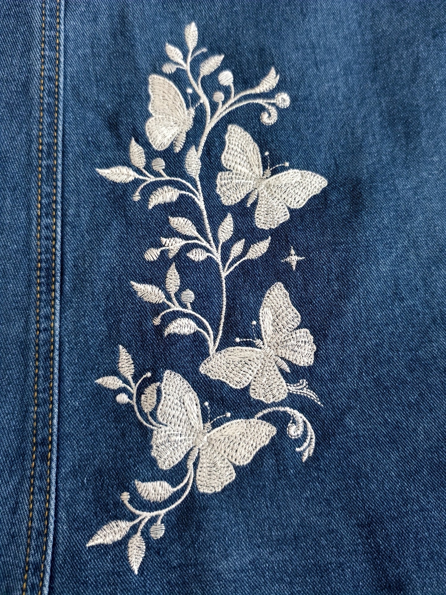 Women's Light Blue Denim Floral Skirt - product view 14