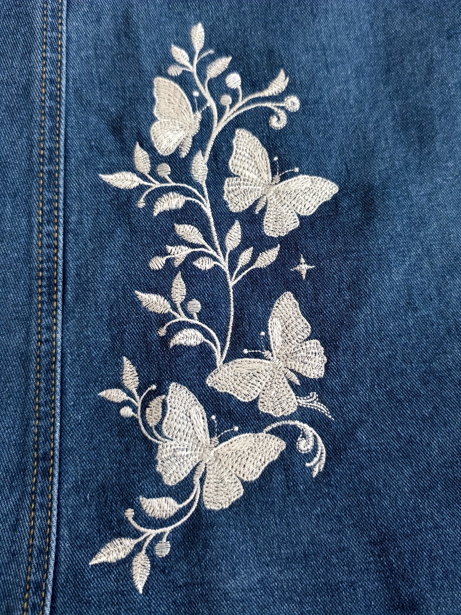 Women's Light Blue Denim Floral Skirt - product view 14
