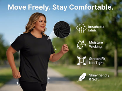 6pcs Random Women's Crew Neck T-shirt, A Versatile And Casual Short-sleeved Top, Breathable And Quick-drying, Suitable for Multiple Scenarios Such As Fitness, Shopping, Dating, Daily Commuting, Etc., An Essential Summer Top Item