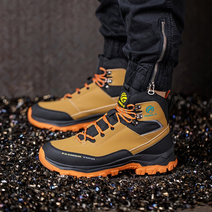 Men's Work Safety Boots - High Top Design, Steel Toe Protection - Anti Smash, Anti Puncture, Anti Slip And Wear-resistant Rubber Sole - Suitable for Construction | Factory | Daily - Warehouse Shoes | Modern Work Shoes | Outdoor Laborers
