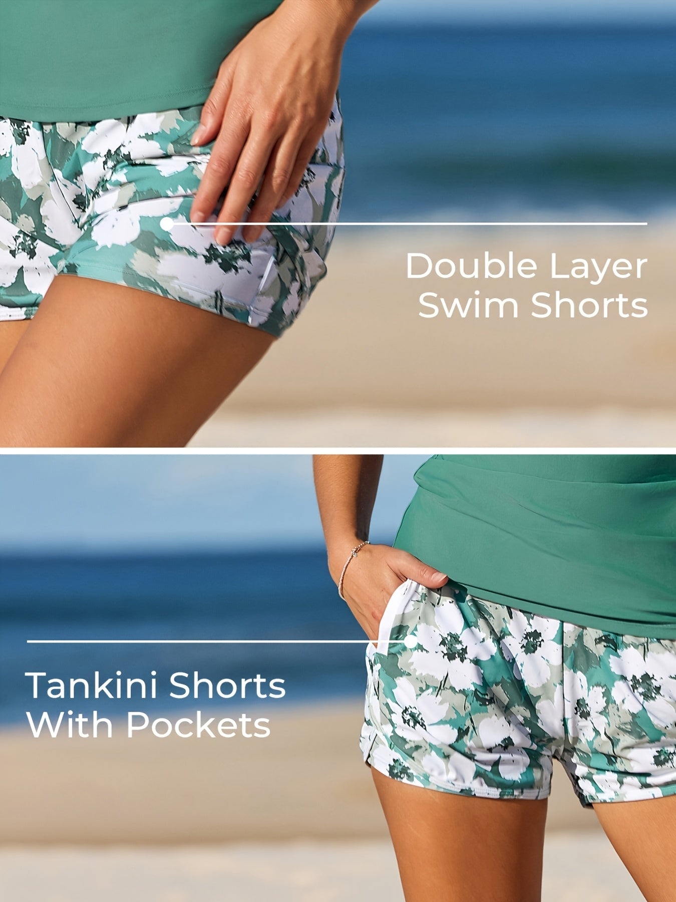 Tankini Swimsuits for Women 2025 Two-Piece Bathing Suits with Pockets And Shorts for Tummy Control